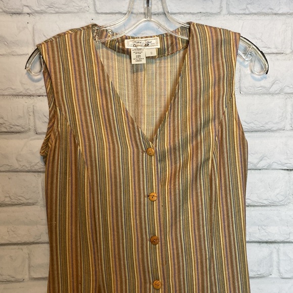 Vintage Tristan & Iseut Linen Long Summer button Dress Made in Canada 9(4-6) - Picture 1 of 9